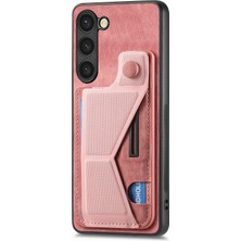 Samsung Galaxy S23+KILIF Pu Deri+Tpu Kart Tutucu Yuvaları Kickstand Arka Kapak-Pembe (Yurt Dışından)