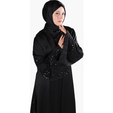 Harika Wear Özel Günler Için Şık Siyah Işlemeli Abaya Ferace