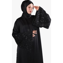 Harika Wear Özel Günler Için Şık Siyah Işlemeli Abaya Ferace