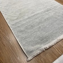 Beyaz Çizgisel Desenli Halı - Soft & Modern Salon Halısı - Hoom Rugs Retro 6203