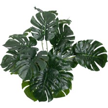 Güleç Yapay Çiçek Yapay Ağaç Salon Bitkisi Monstera 60 cm 18 Yaprak Antrasit Saksıda