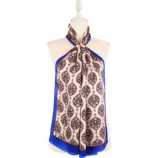 Bursa İpek Saks Hatai Desen Dar Ipek Fular