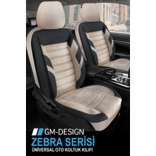 Garaj Marketim Zebra Bej-Siyah Üniversal Oto Koltuk Kılıfı - 5 Koltuk Tam Set