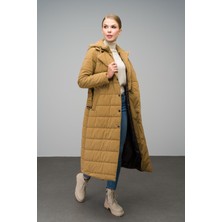 Olcay Kapüşon Detaylı Kapitone Uzun Mont Kamel 6665