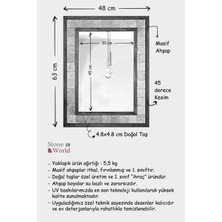 Stone World Patchwork Temalı Desenli Mermer Dekoratif Ayna 48x63cm - 068.1