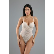 Cotonhause Kadın Sütlü Kahve Dantelli Boş Kap Desteksiz Bady C0T8N0O533