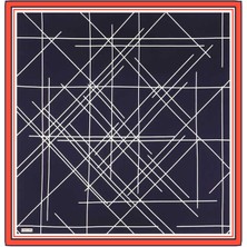 Bursa İpek Lacivert Yankı Desen Twill Ipek Eşarp