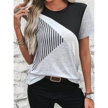 Amor İç Giyim Kadın Kısa Kollu Blok Desen Süprem T-Shirt