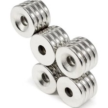 Dünya Magnet 5 Adet 15X3 mm Havşa Delikli Çok Güçlü Neodyum Mıknatıs Magnet