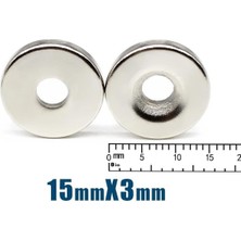 Dünya Magnet 5 Adet 15X3 mm Havşa Delikli Çok Güçlü Neodyum Mıknatıs Magnet