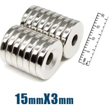 Dünya Magnet 5 Adet 15X3 mm Havşa Delikli Çok Güçlü Neodyum Mıknatıs Magnet