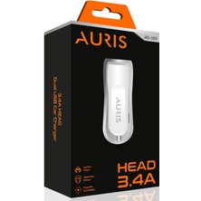 Auris Araç Şarj Cihazı Oto Çakmaklık Şarj Aleti 2 Port USB Hızlı Şarj 3.4A Başlığı