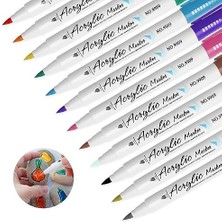 Gıpta F1534 Akrilik Brush Marker (Fırça Uçlu Boya Makörü) 12 Renk Plastik Çantalı