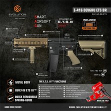 Evolution E-416 Devgru Ets Br Siyah-Çöl Airsoft Tüfek