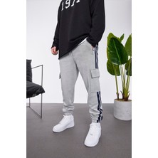 Nomarc Çizgili Kargo Cepli Gri Eşofman nm1