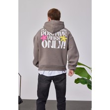 Nomarc Positive Vibes Kahverengi Kapüşonlu Sweatshirt