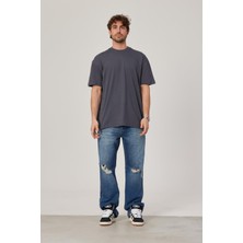 Antrasit Oversize Basic Tshirt