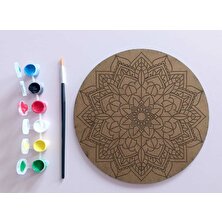 Dudu Gift Ahşap Mandala 20X20 cm Daire Mdf Üzerine Uv Baskı Modeller- Desenli4 Mandala Set Boyama