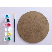 Dudu Gift Ahşap Mandala 20X20 cm Daire Mdf Üzerine Uv Baskı Modeller- Desenli Çocuk Modeli Mandala Set Boyama