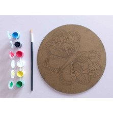 Dudu Gift Ahşap Mandala 20X20 cm Daire Mdf Üzerine Uv Baskı Modeller- Desenli Mandala Set Boyama