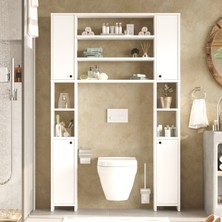 L'occi Concept Kern Çok Amaçlı Tuvalet Banyo Dolabı Kapaklı Raflı Beyaz Kn1-W