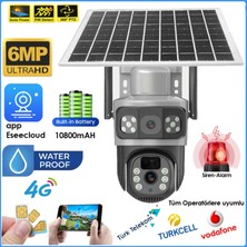 BLİC BLM-64 6MP 4K 4G Sim Kartlı Güneş Panel Dual Lens Solar 10800mAH Alarmlı Mikrofon 360 PTZ Güvenlik Kamera