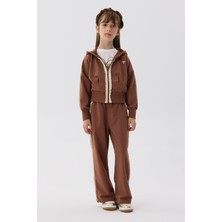 Tyess Kız Çocuk Kahverengi Eşofman Üstü Pamuklu Kumaş ile Rahat ve Nefes Alabilir Tasarım