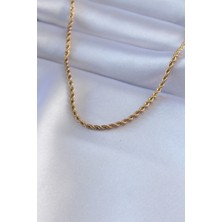 Etexy 316L Çelik Gold Renk Burgu Model 45 cm Kadın Kolye