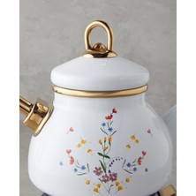 English Home Floral Symphony Emaye Çaydanlık 1,1 Litre + 2,3 Litre Kobalt Mavi