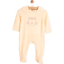 HelloBaby  Yenidoğan Nakışlı Kadife Patikli Tulum Kız Bebek