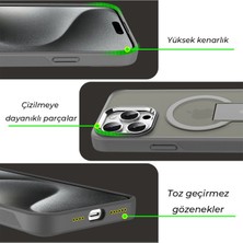 FUJİMAX Apple iPhone 15 Pro Max Kılıf Magsafe Şarj Özellikli Kenarı Silikon Arka Sert Pc Standlı Tork Kapak