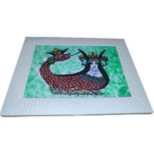Ony Yapım Şahmeran Tasvirli Cam Altı Levha Tablo 20.yy Ikinci Yarısı. 30 x 40 cm