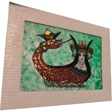 Ony Yapım Şahmeran Tasvirli Cam Altı Levha Tablo 20.yy Ikinci Yarısı. 30 x 40 cm