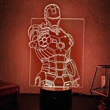 Lerad-Lazer Art Demir Adam (Iron Man) 3D Gece Lambası.16 Renk+ Dokunmatik ve Uzaktan Kumandalı Işık. Hediye Olarak Mükemmeldir.