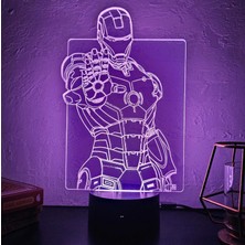 Lerad-Lazer Art Demir Adam (Iron Man) 3D Gece Lambası.16 Renk+ Dokunmatik ve Uzaktan Kumandalı Işık. Hediye Olarak Mükemmeldir.