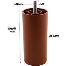 Badem10 Mobilya Kanepe Koltuk Baza Yükseltme M8 Civatalı İnce Diş Destek Ayağı Kahve 10 cm 4 Adet