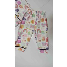 Desenli Yakalı Kız Bebek Pijama Takımı