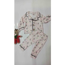 Mini Love Desenli Yakalı Kız Bebek Pijama Takımı