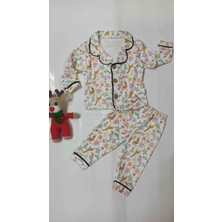 Desenli Yakalı Kız Bebek Pijama Takımı