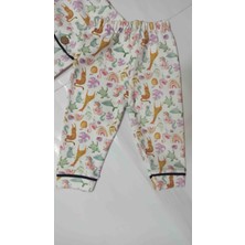 Desenli Yakalı Kız Bebek Pijama Takımı