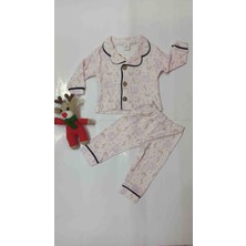 Desenli Yakalı Kız Bebek Pijama Takımı