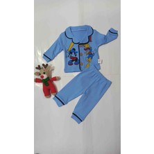 Desenli Yakalı Erkek Bebek Pijama Takımı