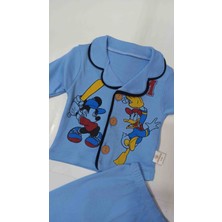 Desenli Yakalı Erkek Bebek Pijama Takımı