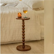 Simillo Home & Living Wood Wooden Ahşap Yan Sehpa 50 cm Ceviz
