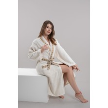 Valentis Desenli Işlemeli Kutulu Kadın Erkek Pamuk Bornoz | Sabahlık | Bornoz Seti | Çeyiz Hediyelik