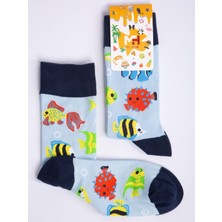 Mr. Hero Mrhero Çok Renkli Akvaryum Balık Temalı Cotton Tekli  Soket Renkli Çorap 1008-MH Siyah