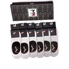 MRHERO Bambu 6'lı Unisex Babet Lacoste Silikonlu Kaymaz Çorap 1048-MH BEYAZ