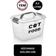 Deembro Kedi Maması Saklama Kabı 8,5 Lt ve Kedi Kumu Saklama Kabı  8,5 Lt  Kedi Mama Saklama Kutusu Set 2 Li