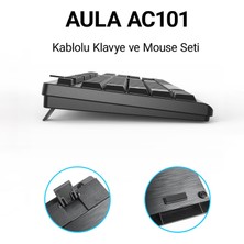 Aula AC101 Kablolu Klavye ve 1200 Dpı Optik Mouse Seti