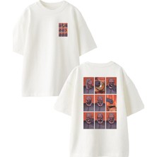 Nmg Tekstil Beyaz Oversize Pamuk Altı Fotoğraf Surat Ön Arka Baskılı Örme T-Shirt